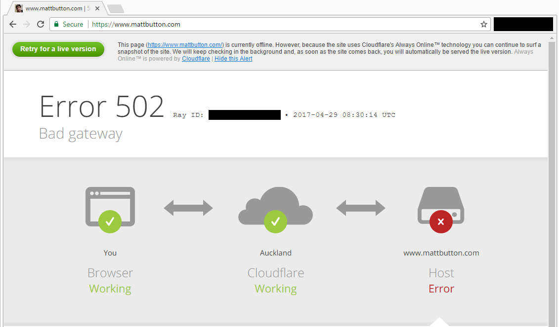 Cloudflare 502 Bad Gateway
