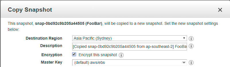 Encrypt EBS Snapshot via Copy