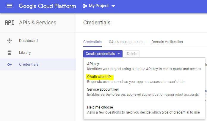 Create OAuth credentials