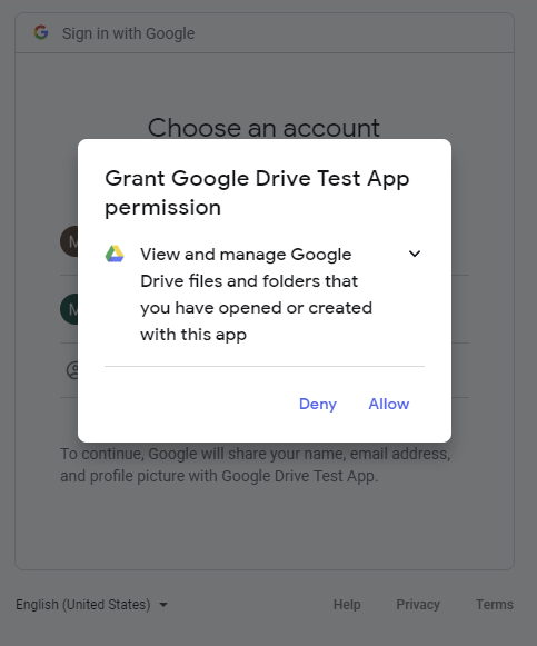 OAuth Google Drive Scope