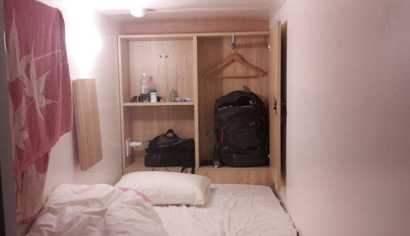 Enaka Asakusa hostel capsule room - and all my stuff!